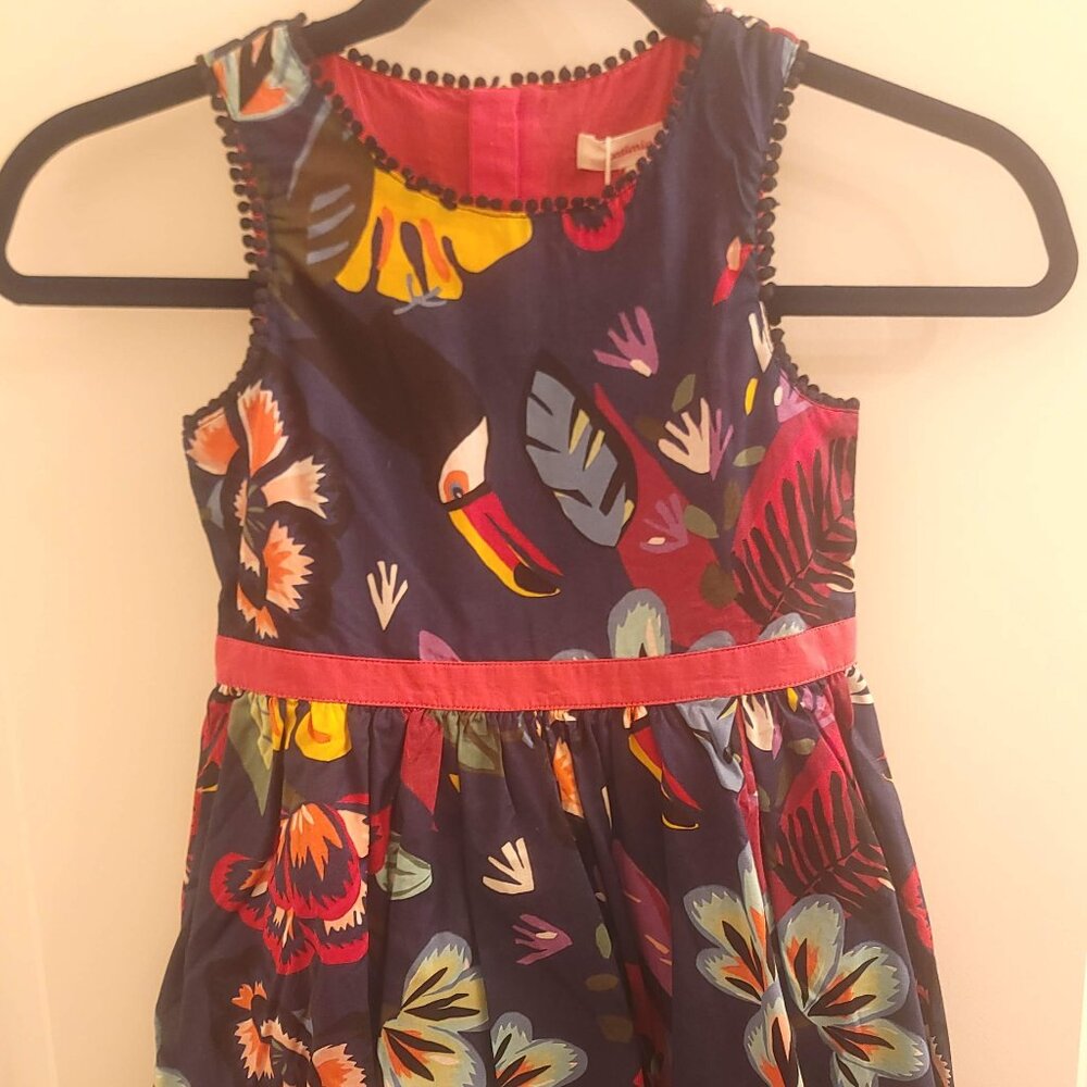 NWT Catimini Tropical Bird Sleeveless Lined Summer Dress Girls | Size 6A